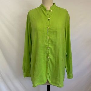Vintage Saks Real Clothes Lime Green Linen Shirt